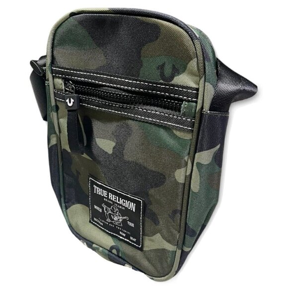 True Religion Crossbody Bag Camo Signature Woven Frank Concert Ticket Patch New - Picture 6 of 7